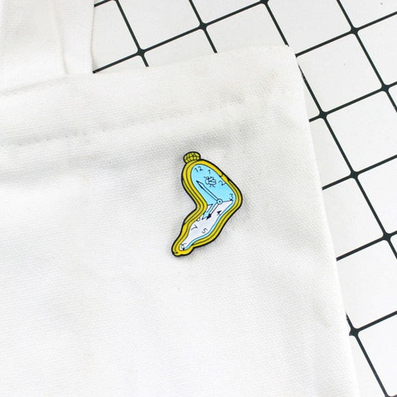 Melted Clock Enamel Pin Goth Gothic Killstar Style - Picture 6 of 6